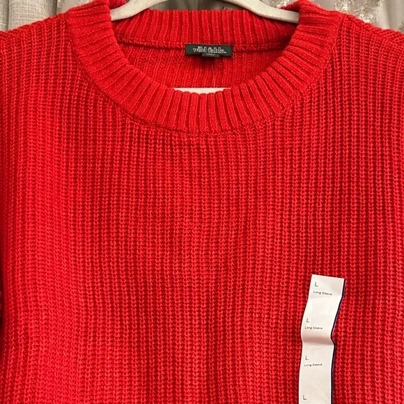 Wild Fable Red Boxy Crewneck Pullover Sweater Size Large - Picture 7 of 9